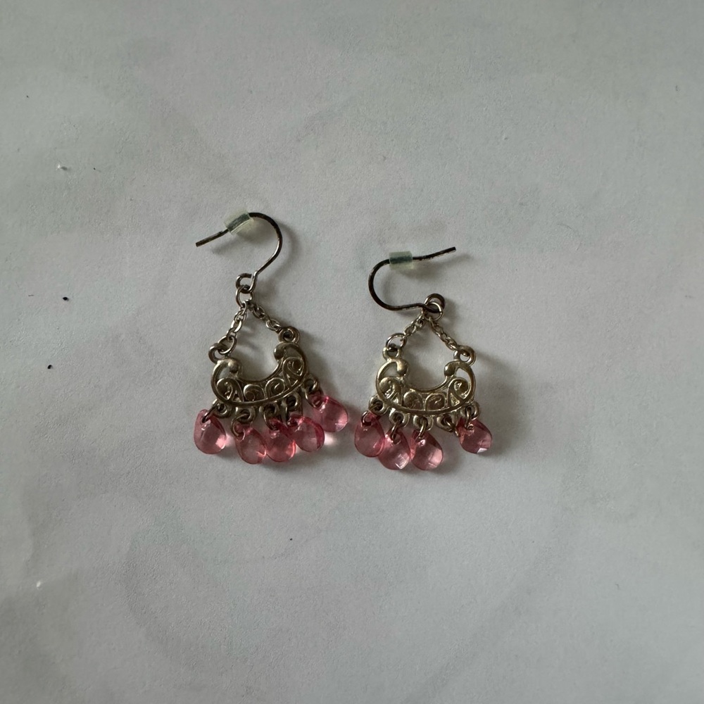 Elegant Pink and Silver Dangle Earrings